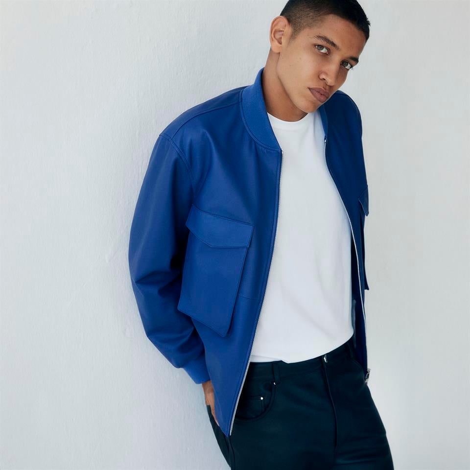 desa 1972 K14489 | Leather Patch Pocket Bomber Jacket