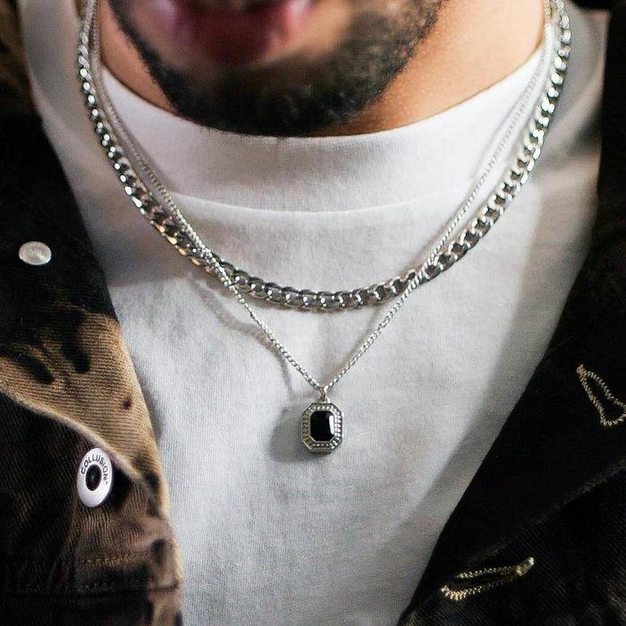 Designb Black Cut Necklace In Silver Stainless Steel