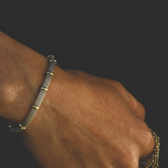 Designb Bracelet In Silver With Gold Ring Detail & Magnetic Clasp