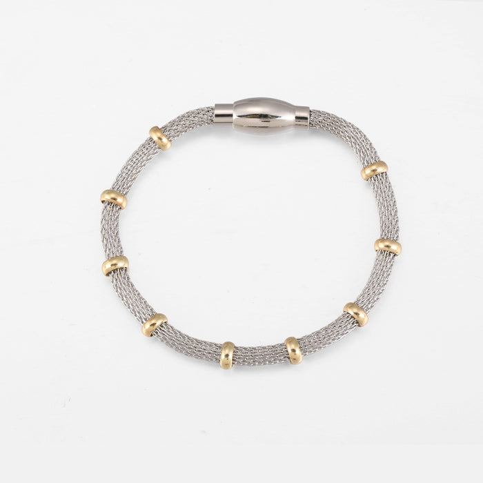 designb Bracelet In Silver With Gold Ring Detail & Magnetic Clasp