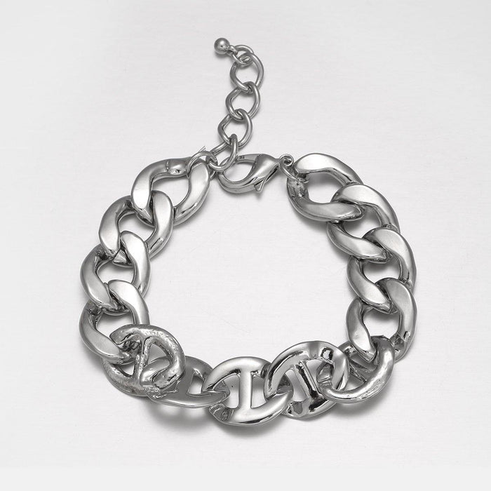 Designb Chunky Chain Bracelet In Silver With Anchor Links