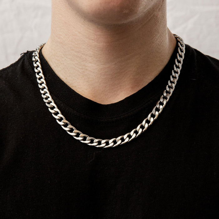 Designb Curb Chain Necklace In Silver Stainless Steel - 9mm