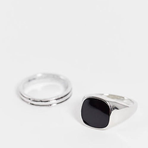 designb 2 pack Signet and Band Ring