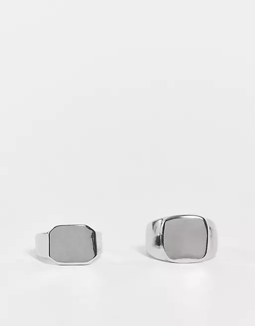 Designb 2 Pack Square Signet Ring