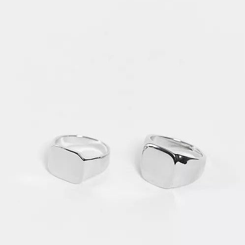 designb 2 pack Square Signet Ring