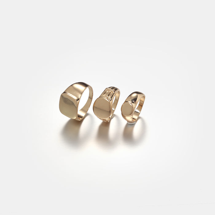 Designb 3 Pack Of Signet Rings In Gold