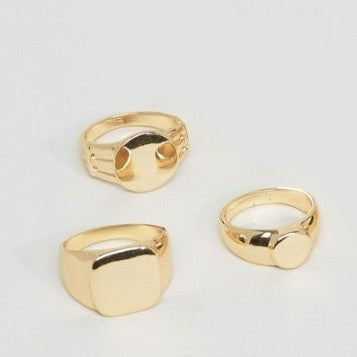 designb 3 Pack Of Signet Rings In Gold