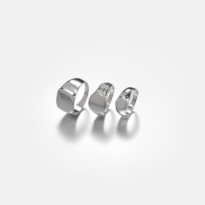 designb 3 Pack Of Signet Rings In Silver