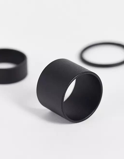 Designb 3 Pack Ring Set In Matte Black