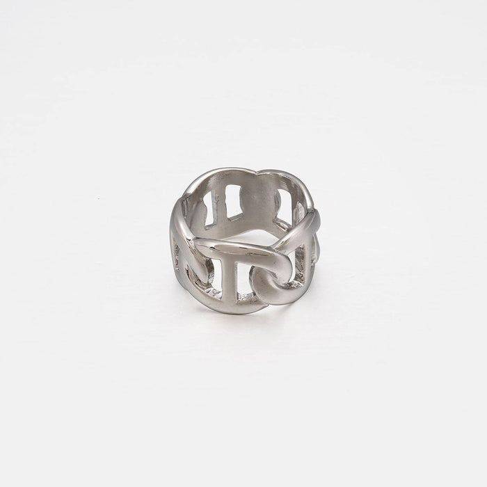 Designb Anchor Chain Band Ring In Silver