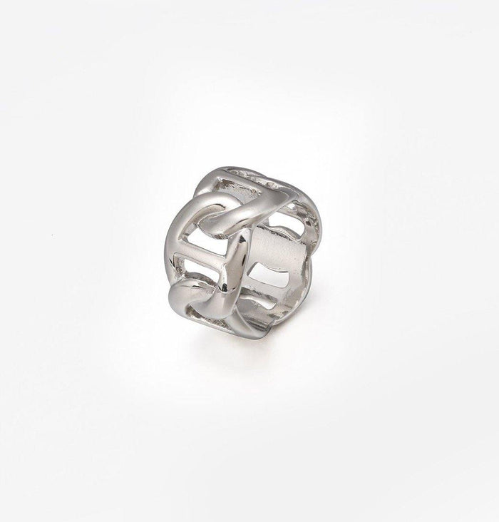 designb Anchor Chain Band Ring in Silver