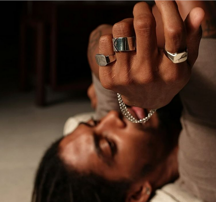 Designb Band And Signet Rings In Silver - 2 Pack