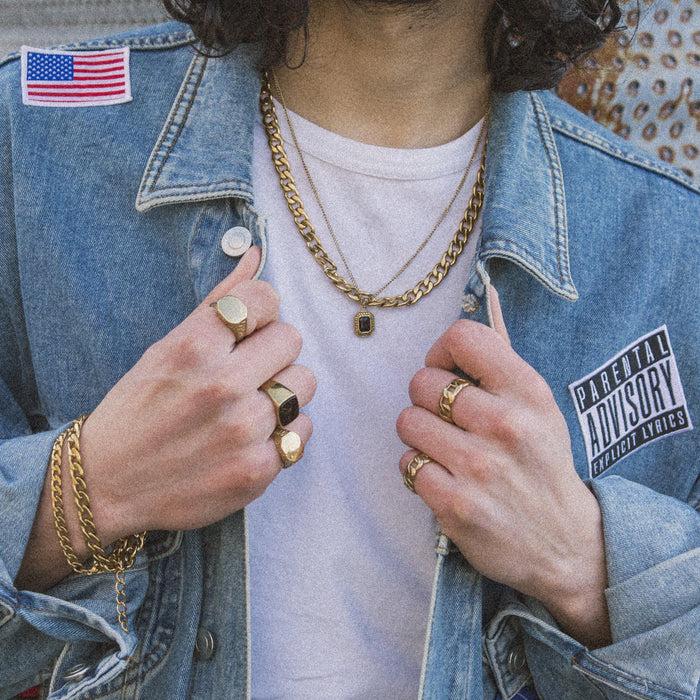 Designb Black Cut Necklace In Gold Stainless Steel