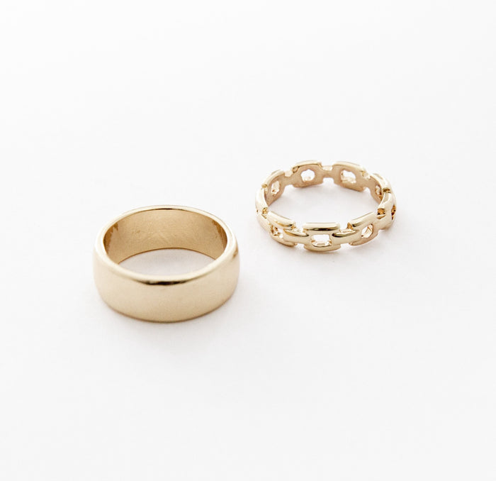 designb Chain and Band Ring 2-Pack in Gold