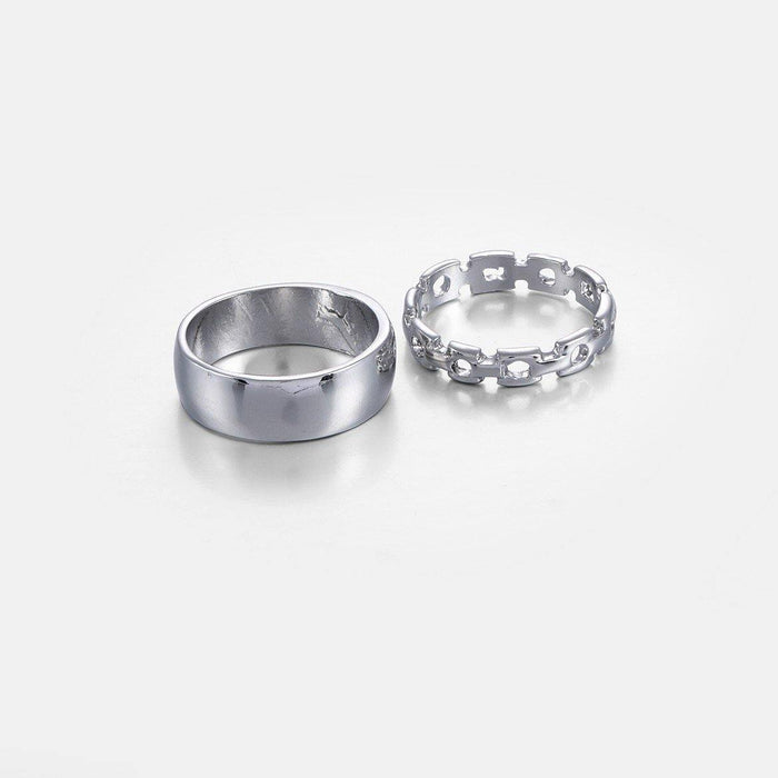 Designb Chain And Band Ring 2-Pack In Silver