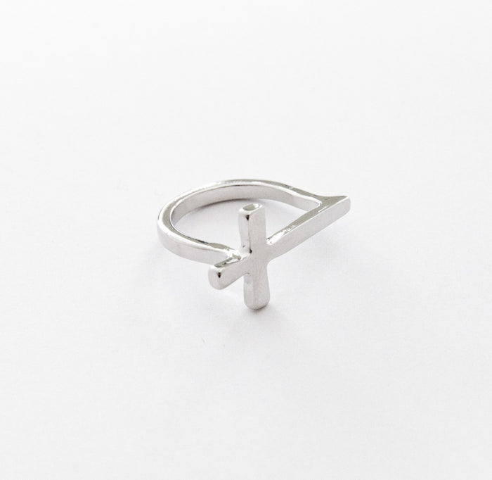 designb Cross Ring in Silver