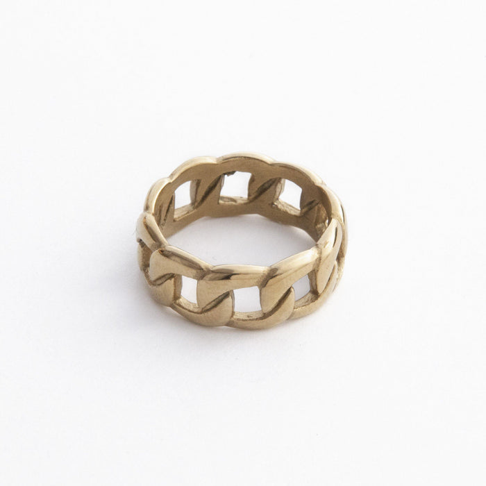designb Curb Chain Ring in Gold stainless steel