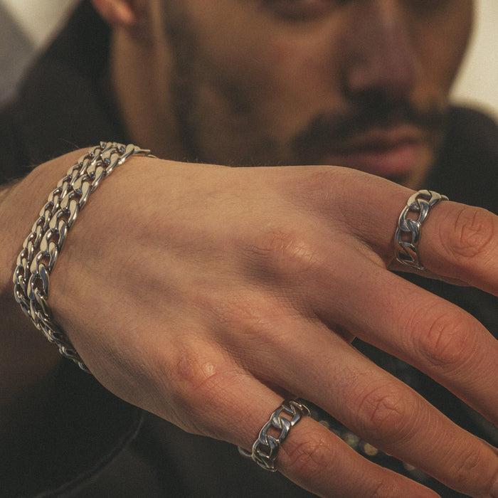 Designb Curb Chain Ring In Silver Stainless Steel
