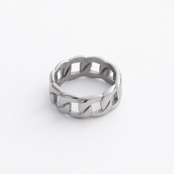 designb Curb chain ring in Silver stainless steel