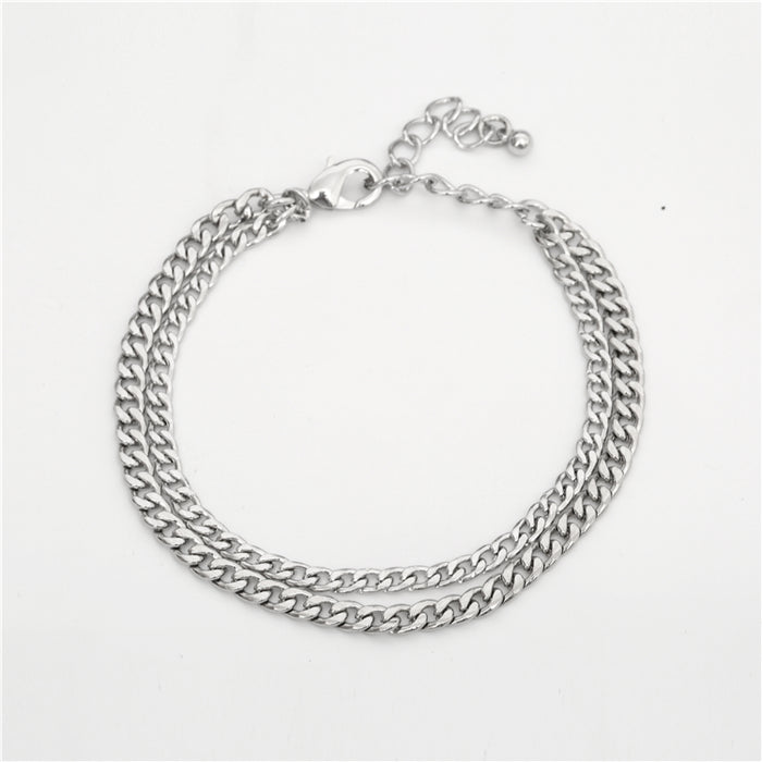 designb Double Chain Bracelet in Silver