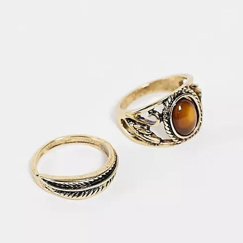 designb Feather Ring Pack with Brown Cat eye