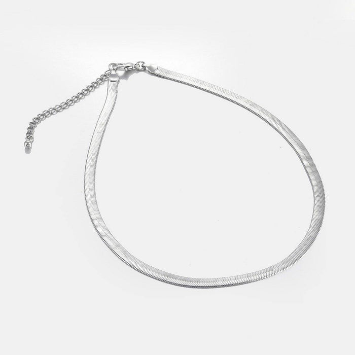 Designb Flat Snake Chain Necklace In Silver - 5mm