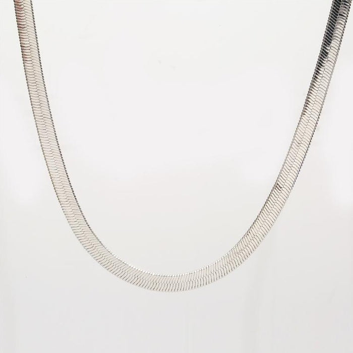 designb Flat Snake Chain Necklace in Silver - 5mm