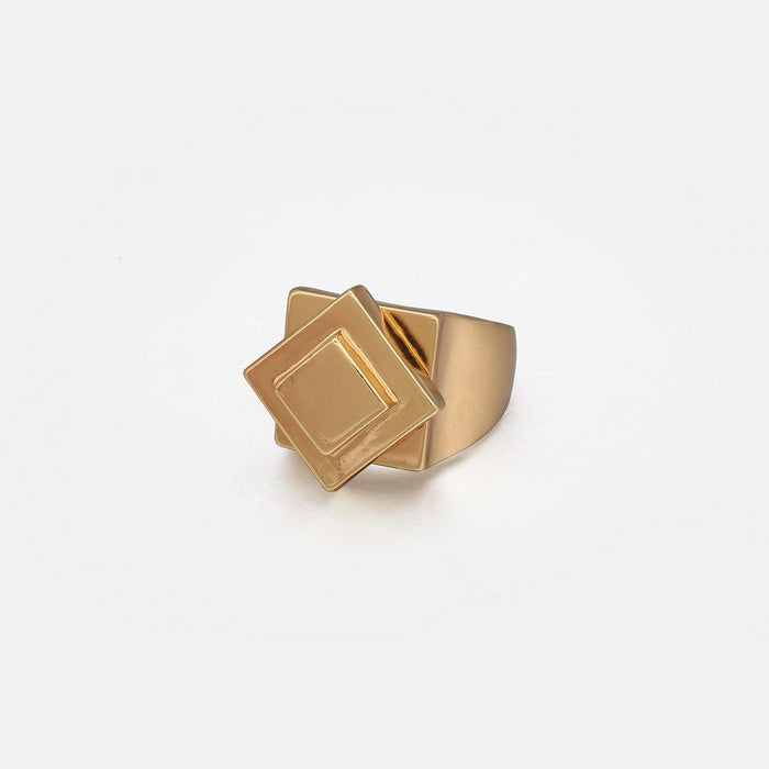 Designb Geo Design Statement Signet Ring In Gold