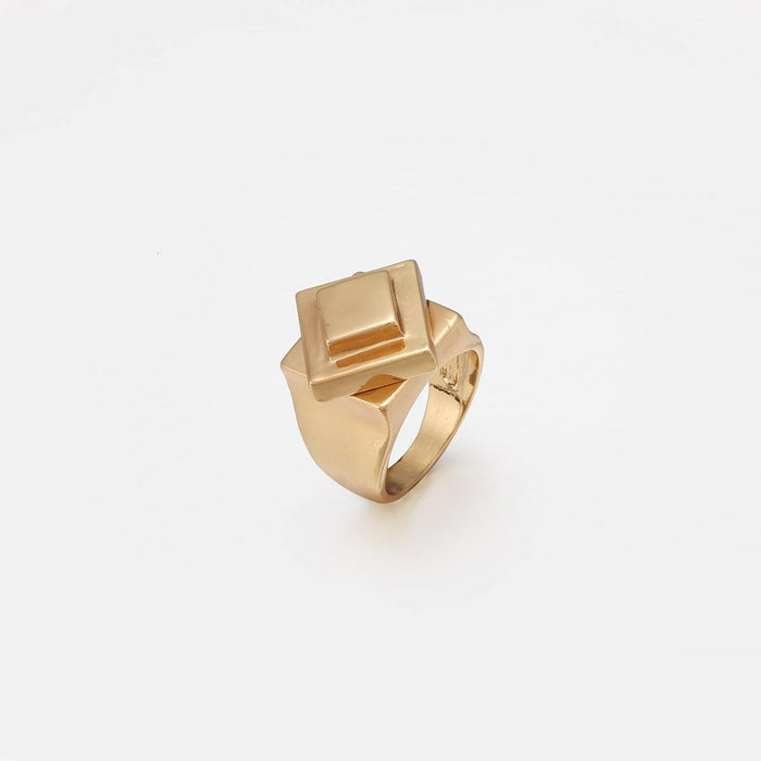 designb Geo Design Statement Signet Ring in Gold