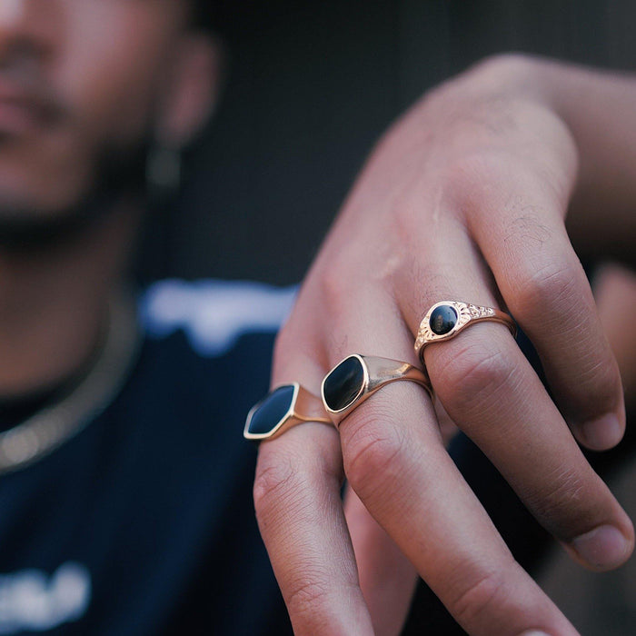 Designb Gold & Black Chunky Rings In 3-Pack