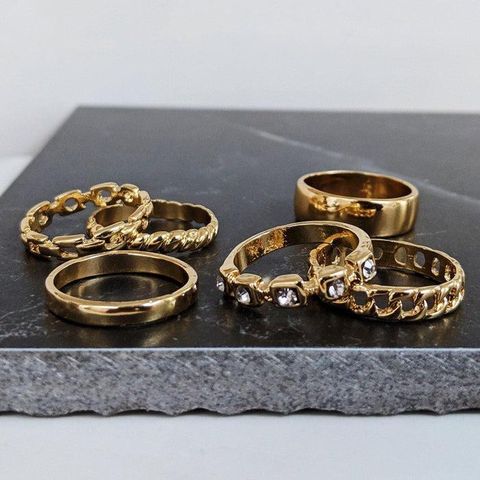 Designb Gold Multi-Design Band Rings In 6 Pack