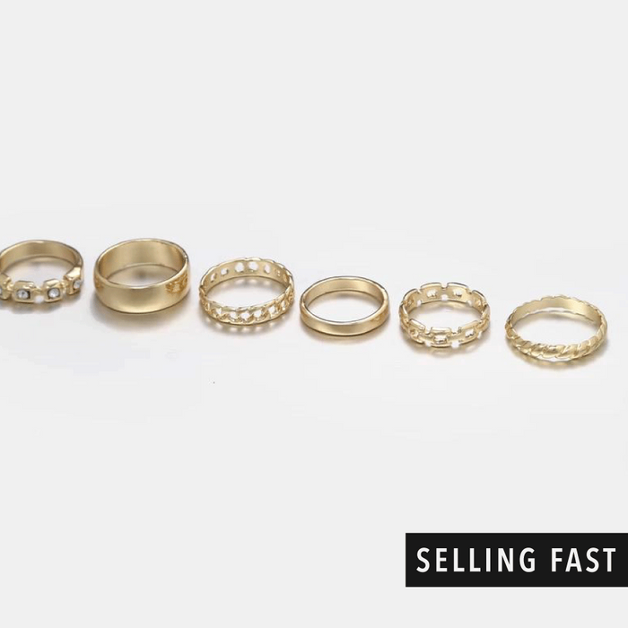 designb Gold Multi-Design Band Rings In 6 Pack