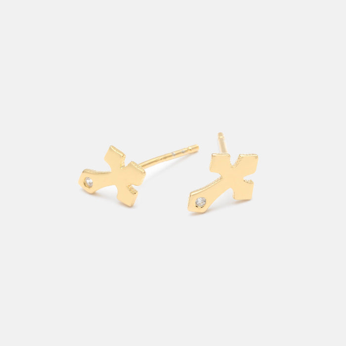 designb Gold Plated Cross Stud Earrings