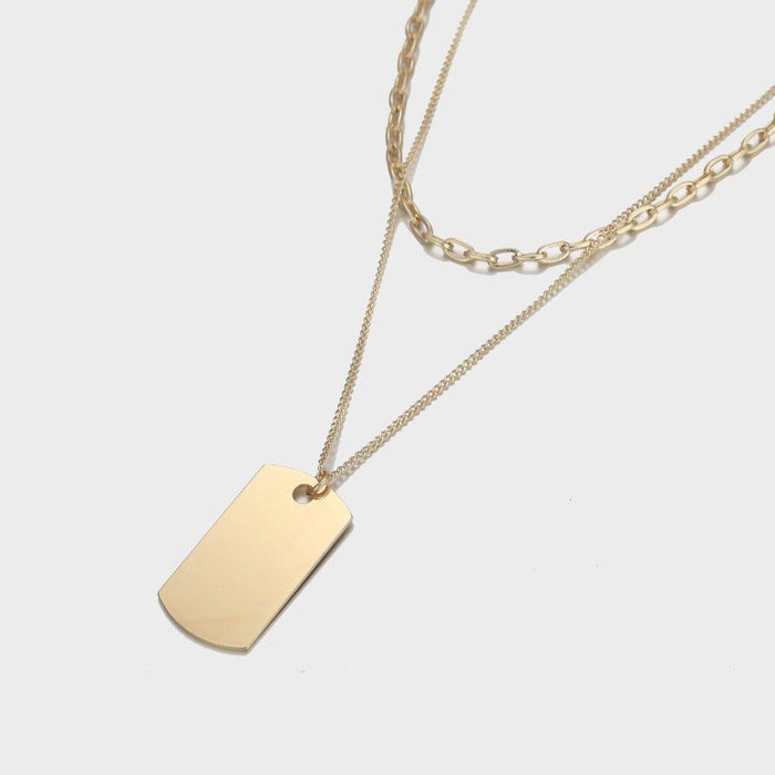 Designb Layered Gold Dog Tag Necklace