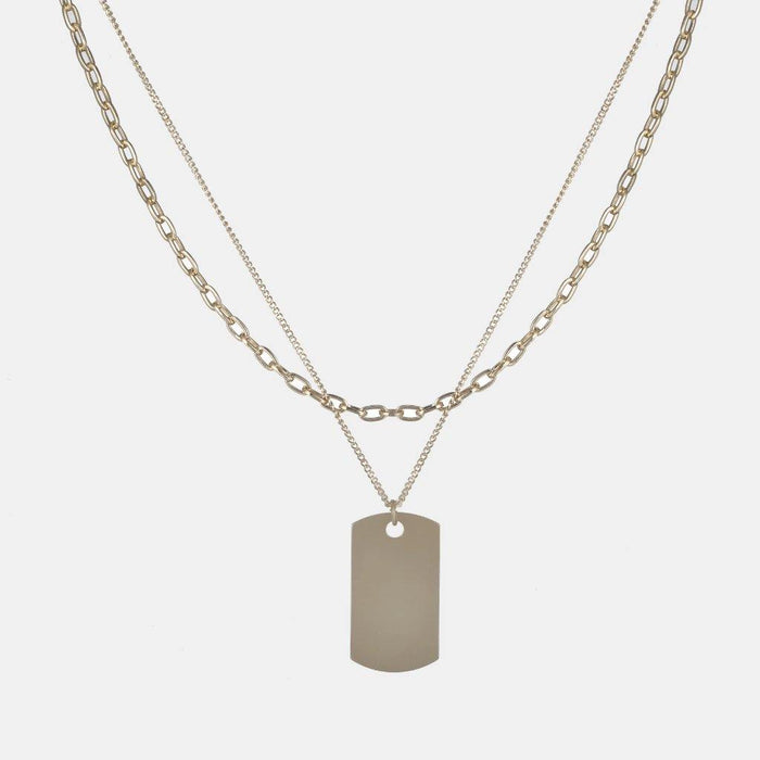 designb Layered Gold Dog Tag Necklace