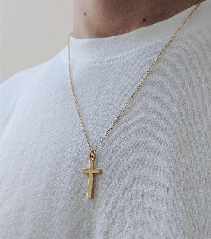Designb London Cross Pendant Necklace In Gold