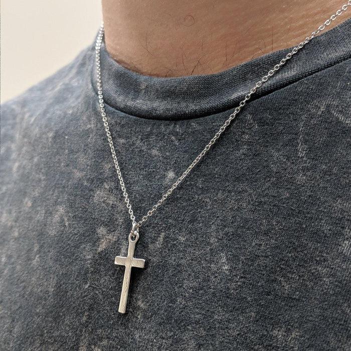 Designb London Cross Pendant Necklace In Silver