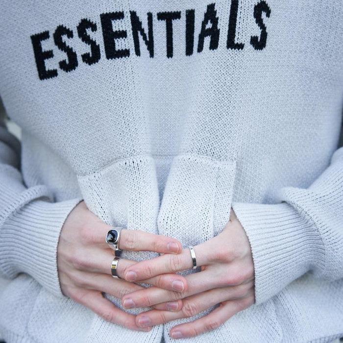 designb Signet & Band 3 Pack In Silver & Black