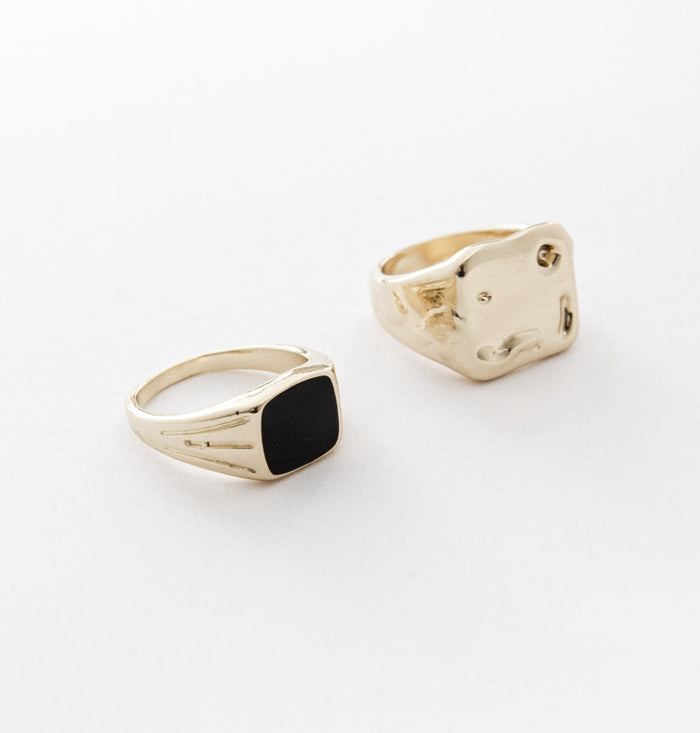 designb Signet Rings in Gold - 2 pack