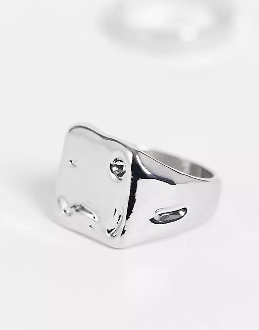 Designb Silver 3 Pack Signet And Band Rings