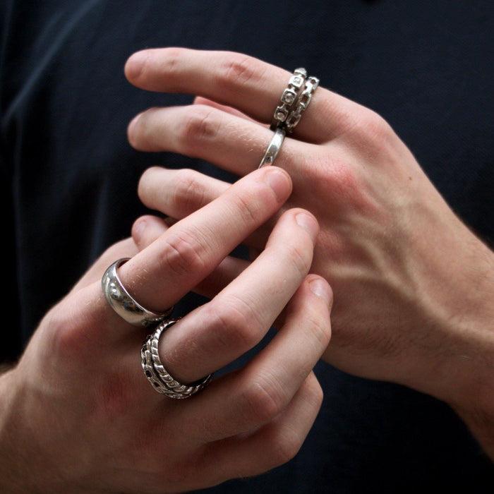 Designb Silver Multi-Design Band Rings 6 Pack