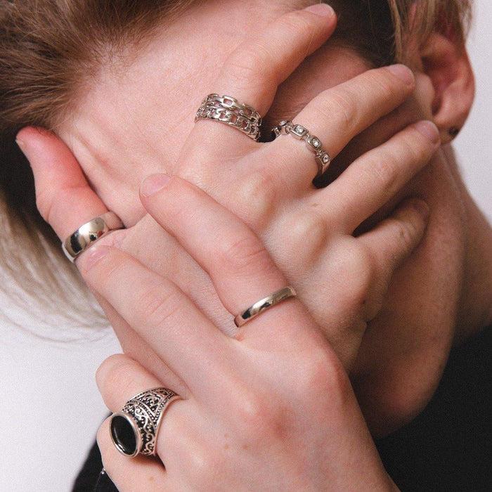 Designb Silver Multi-Design Band Rings 6 Pack