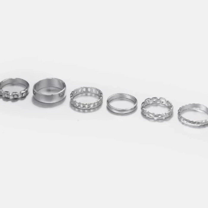 designb Silver Multi-Design Band Rings 6 Pack