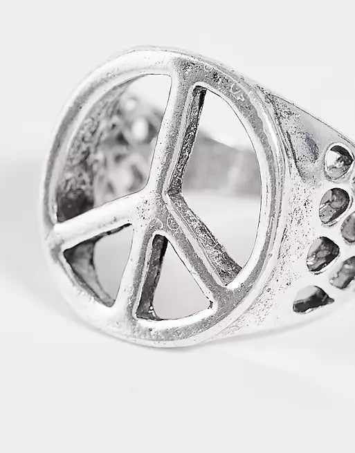 Designb Silver Peace Sign Ring