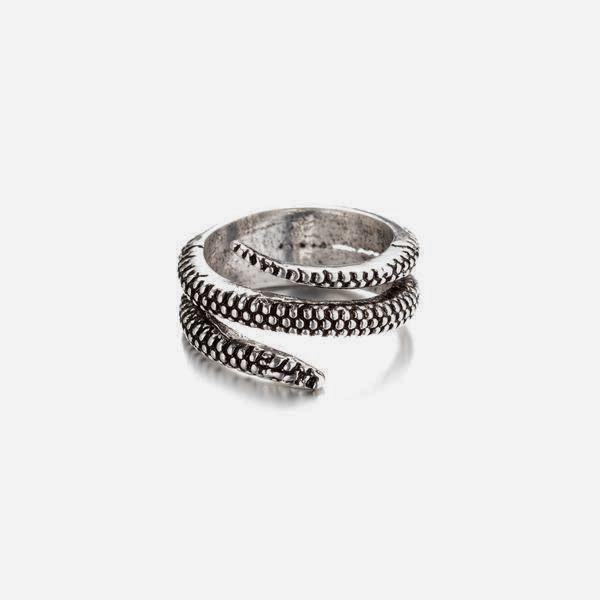 designb Snake Ring In Antique Silver