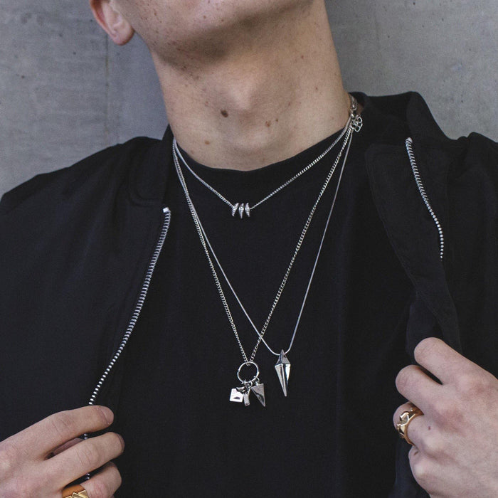 Designb Spinning Glass Necklace In Silver