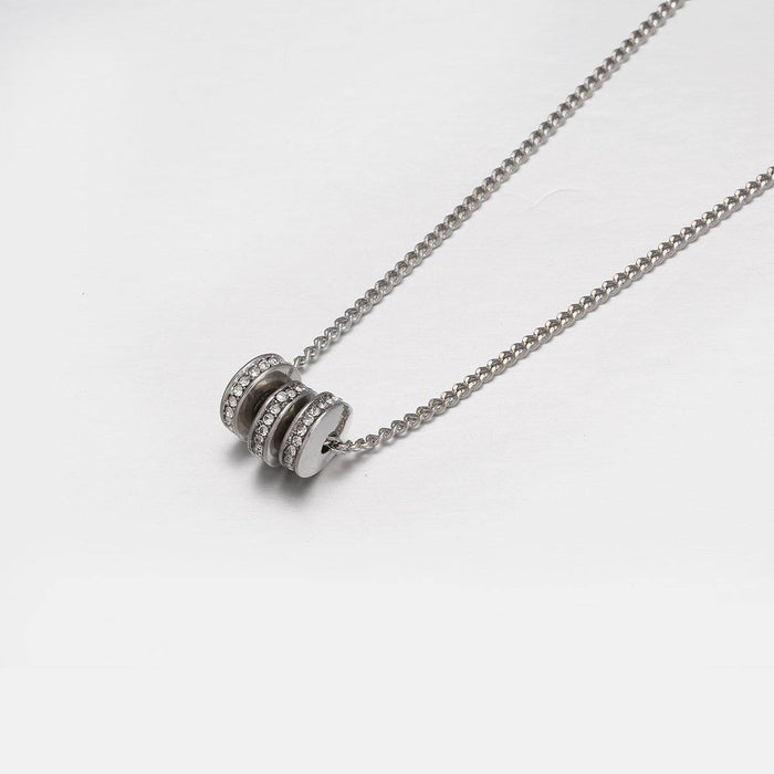 Designb Spinning Glass Necklace In Silver