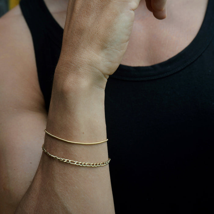 designb Figaro And Snake Chain Bracelets Pack of 2 In Gold Stainless Steel