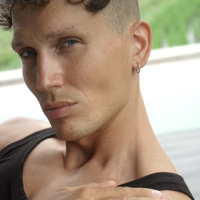 Designb Lost Souls - 12mm Hoop Earrings In Platinum Stainless Steel