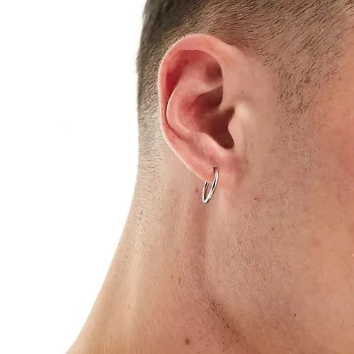 Designb Lost Souls - 12mm Hoop Earrings In Platinum Stainless Steel